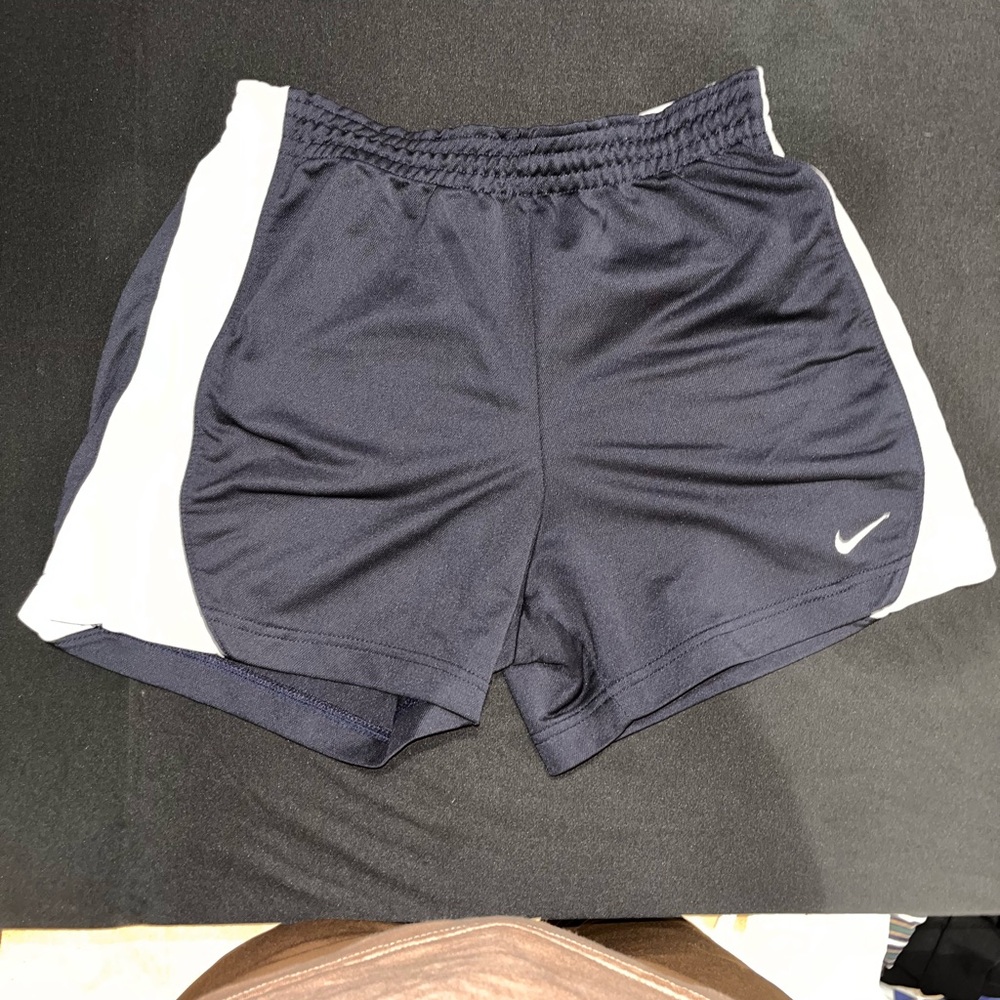 Nike Women's Dark Blue and White Athletic Shorts